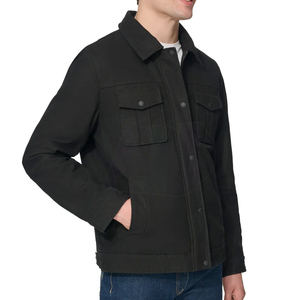 Veste en toile classique décontractée pour homme, avec fermeture éclair sur le devant, écologique, respirante, construction durable, coupe décontractée, idéale pour le travail et la ville - Product Image 3