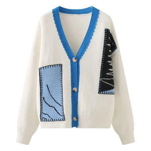 Haute qualité femmes Vintage rayé Cardigan pull Slim Fit hiver bouton veste nuances de couleur personnalisées pour l'université collège - Product Image 1