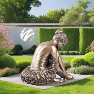 ブロンズ製の座るバレエダンサー像、金属工芸品 - Product Image 3