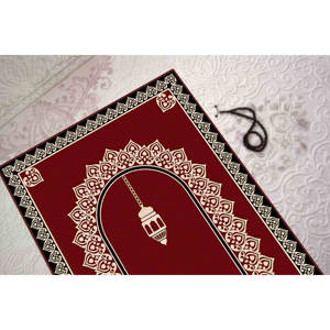 Red Muslim Prayer <b>Rug</b>: 3D Printed Islamic Worship <b>Rug</b>,Nonwoven <b>Thin</b> <b>Rug</b> - Product Image 4