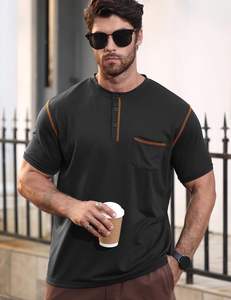 Camisetas negras de calidad superior para hombre, ropa informal y de calle, tela de punto, marca y logotipo personalizados, camisetas para hombre - Product Image 4