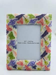 Bee Design Luxury <b>Wood</b> & Fabric Handmade Embroidered Beading <b>Photo</b> <b>Frame</b> Spring Collection Lightweight Durable Vertical Design - Product Image 2