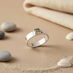Modern Geometric <b>Labradorite</b> Gemstone <b>Ring</b> 925 Silver Plated Square Bezel Setting Unisex Daily Wear - Product Image 3