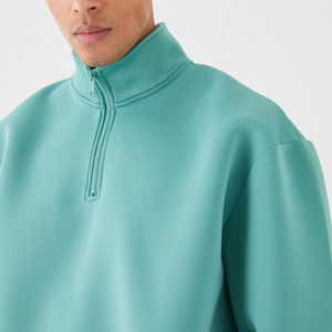 Chándal de media cremallera de peso pesado de alta calidad para hombre, conjunto de sudaderas con capucha y pantalones de chándal con logotipo personalizado, patrón sólido de algodón 100% - Product Image 4