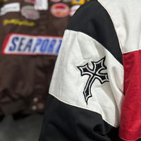 Veste de course respirante personnalisée OEM en gros, style vintage F1 NASCAR, avec logos brodés, en coton épais, été/hiver