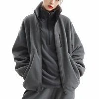 Veste polaire zippée en tricot pour femme, col montant en laine, coupe-vent, respirante, matelassée, style streetwear tendance