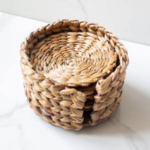 <b>Water</b> hyacinth coaster set for tabletop decorations handcrafted weave fiber saucer coasters - Product Image 3