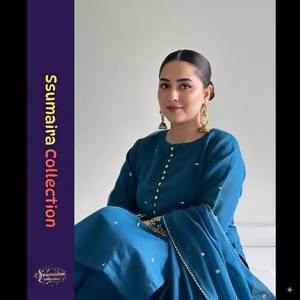 Ssumaira presenta elegante traje bordado de 3 piezas Salwar Kameez Dupatta | Ropa paquistaní festiva Anarkali - Product Image 1