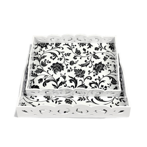 ถาดเคลือบเงาลายดอกไม้ ทำด้วยมือ สำหรับเสิร์ฟอาหาร ตกแต่งโต๊ะอาหาร และตกแต่งภายใน จากเวียดนาม - Product Image 2