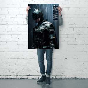 Affiche de Batman de Robert Pattinson, design Downpour sur toile pour décoration murale, cadre noir - Product Image 4