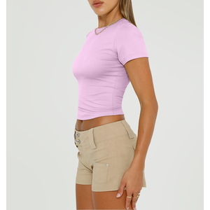 Camiseta de secado rápido de moda para mujer personalizada OEM con diseño impreso de algodón y microfibra para uso veraniego - Product Image 4