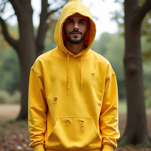 Sudadera con capucha desgastada para hombre de talla grande Boxy Fit Pullover-100% algodón para invierno Sudadera con capucha lavada de lana en blanco de gran tamaño para hombres - Product Image 1