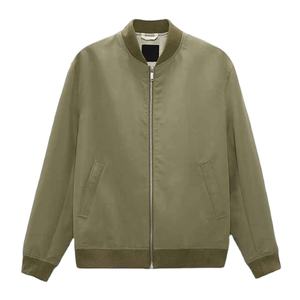 แจ็กเก็ตนักบินแขนยาวของผู้ชาย OEM แจ็คเก็ตผ้าใบมีสไตล์คอตั้งทนทานความยาวปกติ - Product Image 1