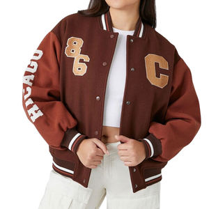 Veste universitaire pour femmes Veste de baseball à manches longues Épaule tombante Vestes universitaires Letterman personnalisées - Product Image 1