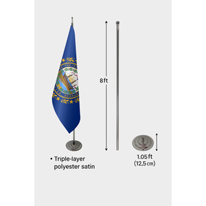 Bandera de Interior Personalizada de Nueva Hampshire con Diseño Oficial, Impresión Digital en Seda y Poliéster, Asta de Aluminio - Product Image 6