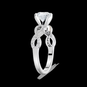 Anillo de Compromiso con Diamante Cultivado en Laboratorio de Corte Cojín de 1.30 CTW, Diseño de Espiga Trenzada, Oro Sólido de 14K - Product Image 3