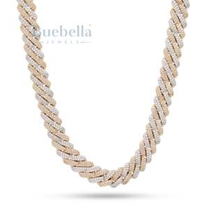 925 12mm collar de diamantes de moissanita estilo rapero joyería de Hip Hop con ajuste de punta de 2 filas cadena de eslabones cubanos de Miami para hombres - Product Image 5