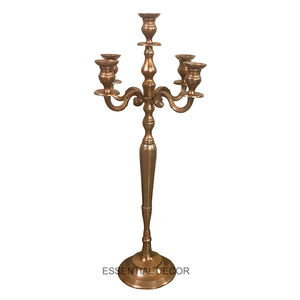 Candelabro alto plateado de 5 brazos con portavelas votivo de vidrio, candelabros hechos a mano de aluminio niquelado brillante para Decoración - Product Image 6