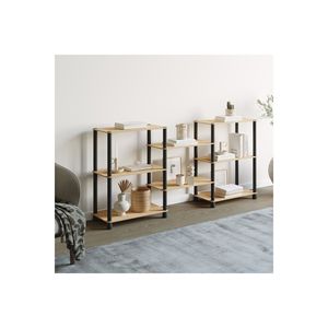 Modern Scandinavian Style Large MDF Multi-Purpose Bookcase <b>Stand</b> <b>Unit</b> 5 <b>Shelves</b> 75cm Height White/Brown Colors Easy Installation - Product Image 4