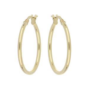 Pendientes de Aro Redondos Pulidos de Alta Calidad al por Mayor, Amarillos de 20 mm, Chapados en Oro de 18K, Joyería de Plata de Ley 925 - Product Image 1