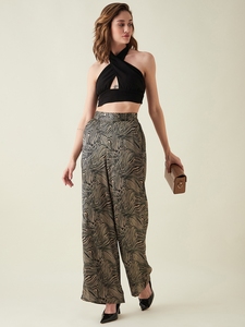 กางเกงขาตรงพิมพ์ลายผ้าซาตินสำหรับผู้หญิงเหมาะสำหรับลูกค้าบูติกและผู้ค้าปลีกเสื้อผ้าตามสั่ง - Product Image 2