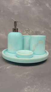 ชุดอุปกรณ์ในห้องน้ำเรซินสำหรับตกแต่งบ้านโรงแรมที่วางแปรงสีฟันจานสบู่ในห้องน้ำ - Product Image 4