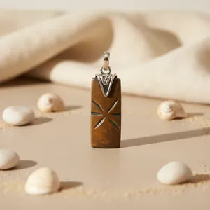 Modern Bohemian Women's Jewelry with <b>Silver</b> Carved Brown Pendant Gold Plated Natural Gemstone Religious Style Stone <b>Charms</b> - Product Image 1