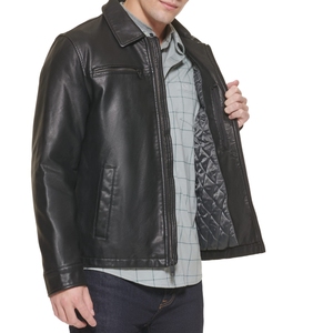 Veste en cuir pour homme, nouvelle conception, respirante, légère, avec col montant et capuche, pour l'automne - Product Image 1