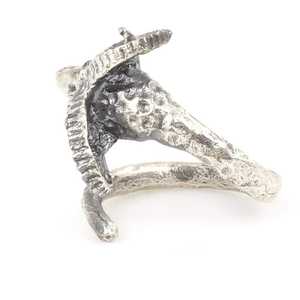 Handmade <b>Titanium</b> <b>Ring</b> with Silver Ram's Head Inlay Religious Style Plated Craft Gift for Children - Product Image 4