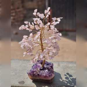 Incroyable décoration d'arbre en fil de cristal faite à la main en gros citrine naturelle améthyste base en grappe Feng Shui amour pour la décoration intérieure - Product Image 2