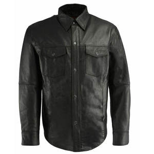 2025 vente en ligne Article poche Style hommes chemise en cuir Look surdimensionné écologique Vintage hommes chemise en cuir - Product Image 3