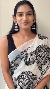 La mayoría de las ventas de algodón pesado de impresión digital de trabajo de borde Saree para niñas estilo moderno para ropa de fiesta de boda disponible para la venta India - Product Image 2