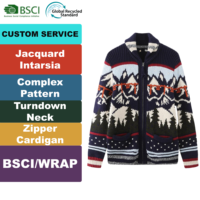 Cardigan Homme Personnalisé BSCI/WRAP - Pull Épais d'Hiver à Col en V avec Fermeture Éclair, Manches Longues, Anti-Plis, Anti-Rétrécissement, Anti-Boulochage