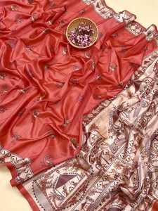 Tenue tendance de haute qualité doux Tusaar soie Saree Madhubani imprimé travail avec fabrication de chemisier de Surat à vendre - Product Image 6