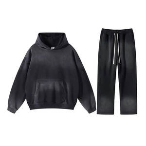 Conjunto Deportivo Informal Unisex Vintage de Primera Calidad a Precio Razonable, Sudadera con Capucha y Pantalones Deportivos de Estilo Lavado a la Piedra - Product Image 6