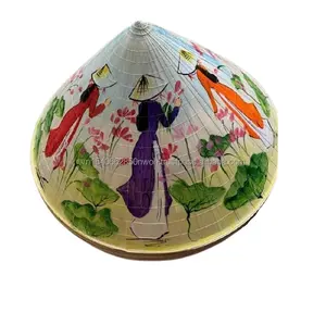 High Quality Vietnamese Asian Sun Hat Bamboo Conical Hat Palm Leaf Beach Straw Hat Traditional King Craft Viet