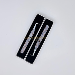 Puntas de acero inoxidable plateadas para extensión de pestañas, con revestimiento de papel de 10 mm, antiaestáticas, antimagnéticas, de 90 grados, para volumen y aislamiento. - Product Image 3