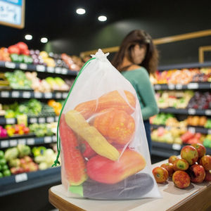 Bolsa de malla de poliéster - Ecológica y reciclable, tamaño personalizable, ligera, personalizable con logotipo, reutilizable - Product Image 1