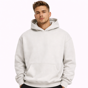 Sweat à capuche en molleton épais 400G pour homme, en coton tricoté, coupe oversize, grandes tailles, logo personnalisé, vente en gros OEM - Product Image 4
