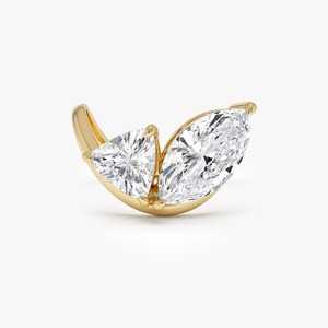Anillo llamativo con diamantes brillantes talla marquesa y trillón, 3.00 Ct, E-F VS, diamante cultivado en laboratorio, oro macizo de 14K, engaste de garras, para fiesta nupcial - Product Image 3