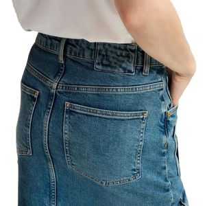 Ventes en gros de mode, jupe en jean pour femmes, plusieurs poches, fente avant, jupe longue indigo pour femmes grandes tailles - Product Image 4