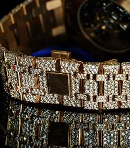 Chất Lượng Tốt Nhất Rose Tone Iced Moissanite Kim Cương Skeleton Quay Số Tự Động Tự Quanh Co Cổ Điển Đồng Hồ Thời Trang Độc Đáo Nhà Thu - Product Image 6