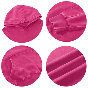 Épaules tombantes 350GSM Personnalisé Brodé Imprimé Rose Couleur Vintage Haute Qualité Acid Washed Hoodies - Product Image 5