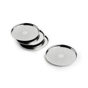 Classic Brass <b>Coasters</b> <b>with</b> <b>Holder</b> Manufacturer <b>Set</b> of 6 Galvanized Metal for Drinks Housewarming & Wedding Party Gifts - Product Image 2