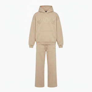 Womens Beige Oversized Hoodie Tracksuit <b>Set</b> Fleece Pullover Sweatshirt <b>Jogger</b> Pants <b>Matching</b> Casual Streetwear Loungewear - Product Image 3