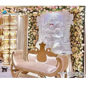 优雅的婚礼白色主题舞台3D甘尼萨印度教婚礼舞台装饰甘尼萨雕像主玻璃钢3D甘尼萨舞台框架