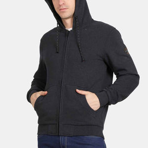 Sweat à capuche zippé pour homme en coton 100% de haute qualité, couleur unie, tissu respirant, séchage rapide, automne, meilleur rapport qualité-prix - Product Image 2