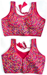 Chemisier moderne à col en V motif brodé avec fil à paillettes feuille miroir travail tissé polyester robe de mariée cousue design - Product Image 3