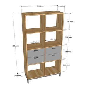 Librero de Madera de Caucho de 80x30x150cm con Cajones, Diseño Minimalista, Plegable, para Hogar, Oficina, Taller, Sala de Estar, Hotel - KS68160 - Product Image 4