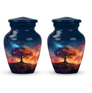 Universe Tree Crémation Urne Bleu Foncé avec Radiant Horizon Art Urne pour Cendres Crémation Urne Décorative Arbre Cosmique - Product Image 5